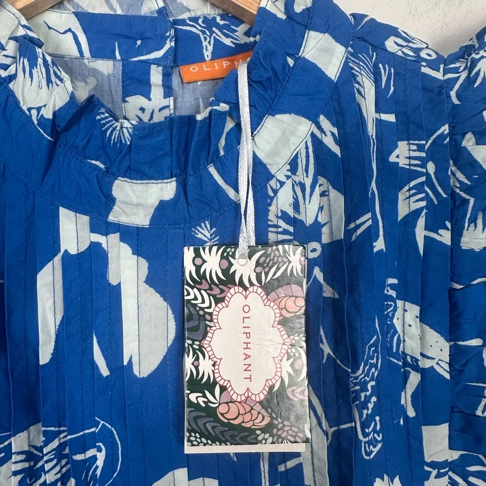 OLIPHANT Exclusive Audubon Blue Pintuck Ruffle Mini Dress - Picture 8 of 12